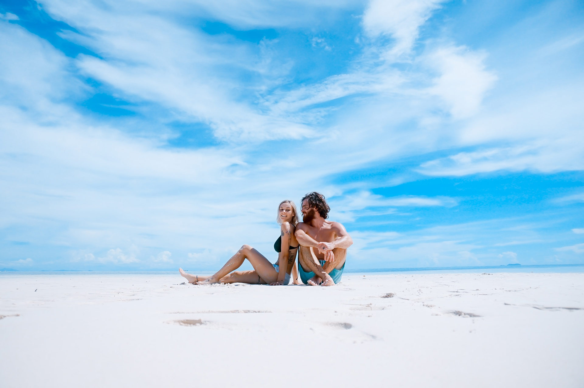 Couple sitting on the beach