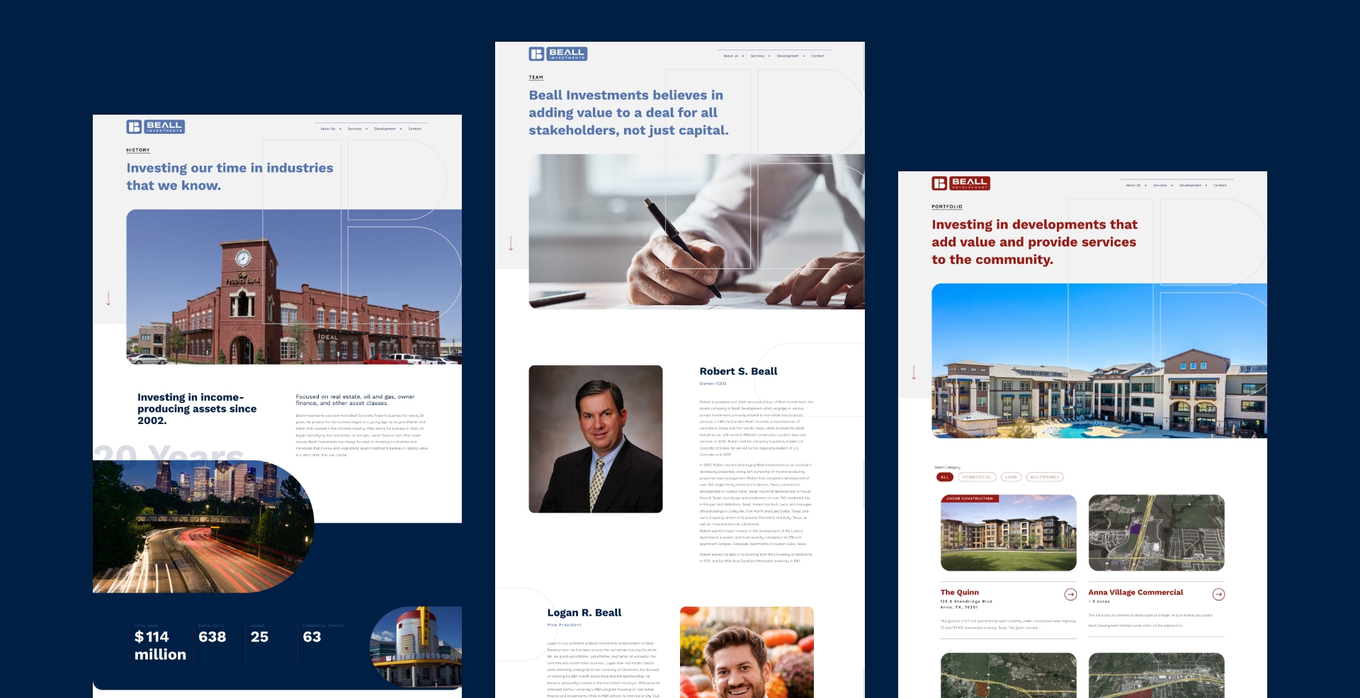 Beall Investment Mockups