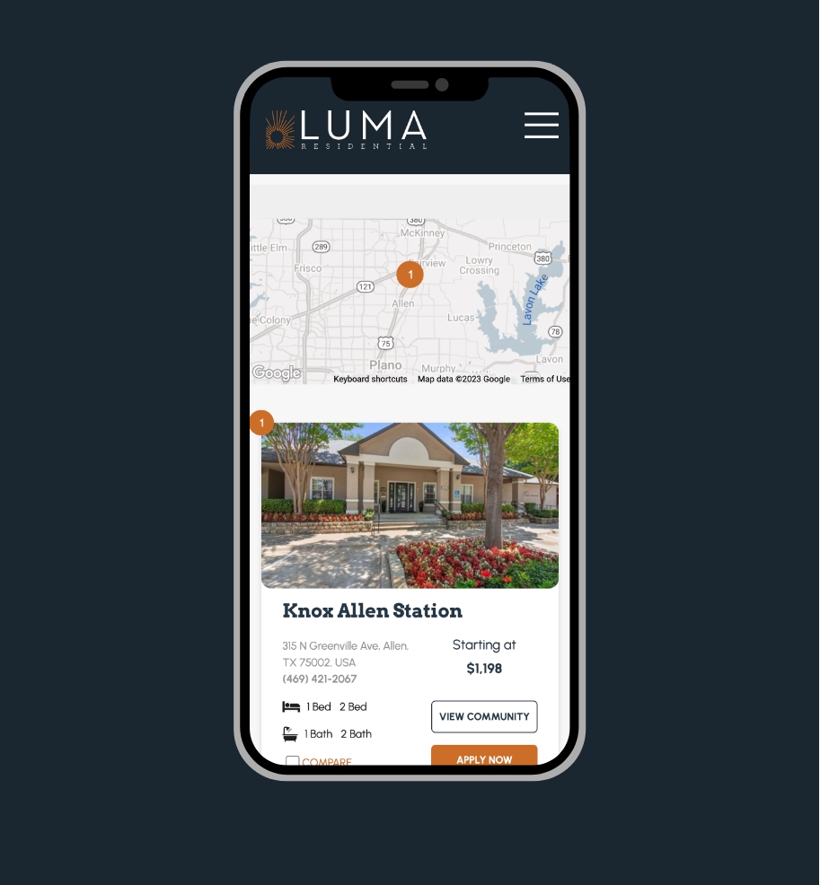 Luma Residential iPhone Mockup